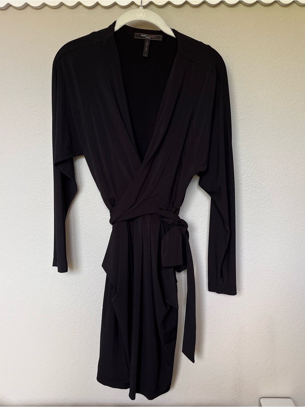 BCBGMaxAzria Black Drape Wrap Dress